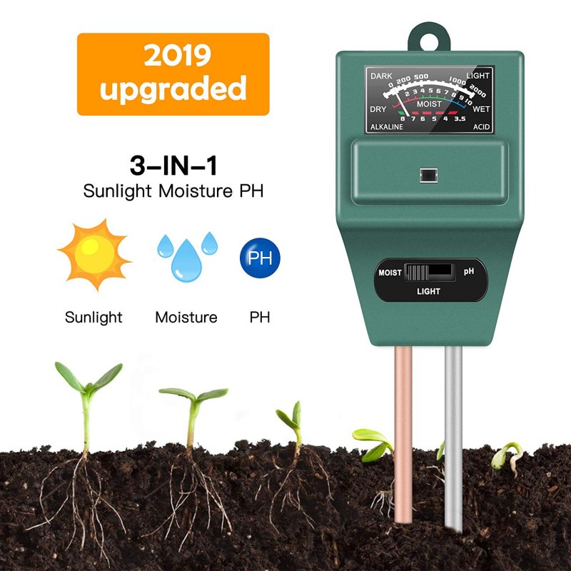 Soil Tester Meter 3-in-1 Test Kit for Moisture Light pH for Home